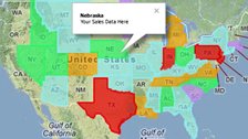 Overlay states on US Maps with colors and information boxes