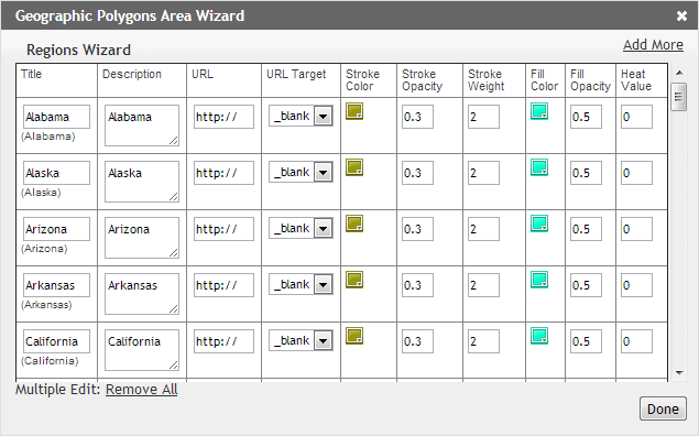 Geographic polygons Area wizard